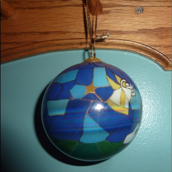 🎄SALE Mosaic Glass Nativity Scene Christmas Ornament, gold cap/ring Vintage - Picture 3 of 4